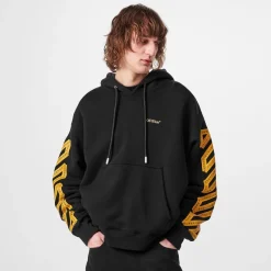 Off White Tape Hoodie in Black