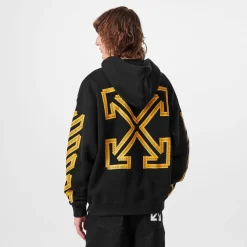 Off White Tape Hoodie in Black