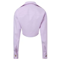 Off White Twist Relaxed Fit Cropped Shirt in Pink