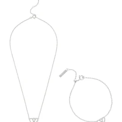 Olivia Burton Burton Classic Heart Bracelet And Necklace Gift Set Silver in Silver