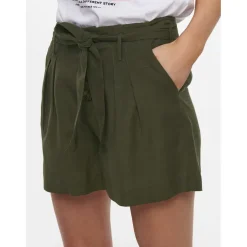 Only Lemon Rib Woven Shorts in Green