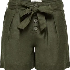 Only Lemon Rib Woven Shorts in Green