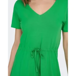Only May V-Neck Mini T-Shirt Dress in Green