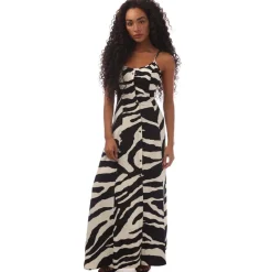 Only Nova Gigi Zebra Print Maxi Dress in Black-White