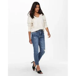 Only Rica V-Neck Regular Fit Sweater in Beige