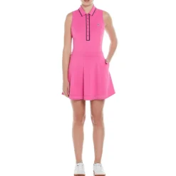 Original Penguin Golf Collared Neck Mini Skater Dress in Pink