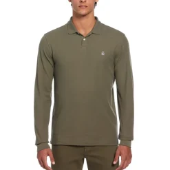 Original Penguin Long Sleeve Regular Fit Polo Shirt in Multi