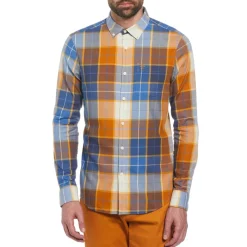 Original Penguin Long Sleeve Regular Fit Shirt in Brown