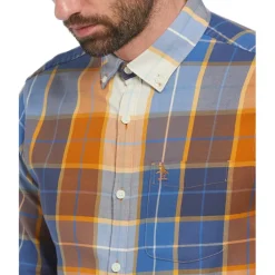 Original Penguin Long Sleeve Regular Fit Shirt in Brown