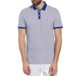 Original Penguin Mens Penguin Jacquard Polo Shirt in Grey