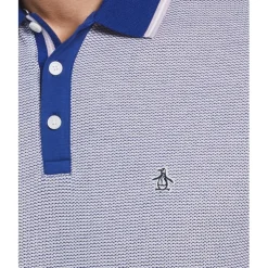 Original Penguin Mens Penguin Jacquard Polo Shirt in Grey