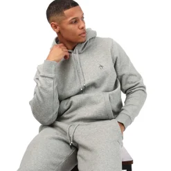 Original Penguin Sticker Pete Pullover Hoodie in Grey