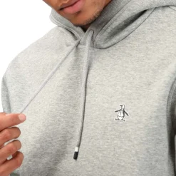 Original Penguin Sticker Pete Pullover Hoodie in Grey