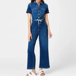 Paige Carly Denim Jumpsuit in Blue