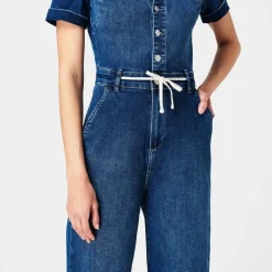Paige Carly Denim Jumpsuit in Blue