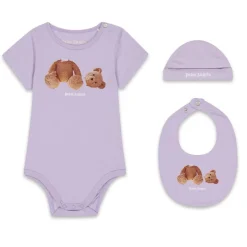 Palm Angels 3 Piece Bear Babygrow Set Babies in Purple