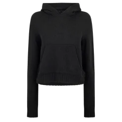 Palm Angels Knit Cropped Hooded Sweatshirt in Black