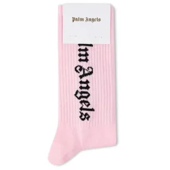 Palm Angels Logo Lettering Crew Socks in Pink