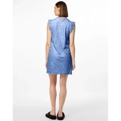 Pieces Kni High Neck Mini A-Line Dress in Blue