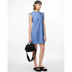Pieces Kni High Neck Mini A-Line Dress in Blue