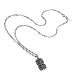 Police Chain Pendant Necklace in Silver