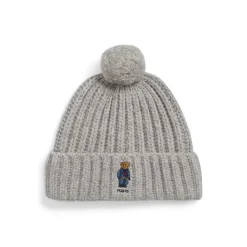 Polo Ralph Lauren Bear Rib Pom Pom Beanie in Grey