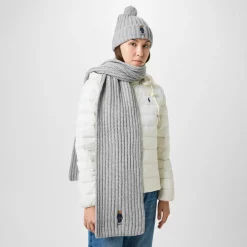 Polo Ralph Lauren Bear Rib Pom Pom Beanie in Grey