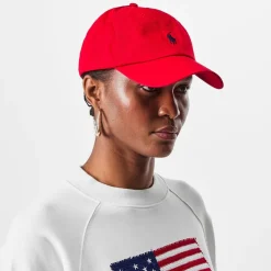 Polo Ralph Lauren Cotton Chino Pony Baseball Cap in Red