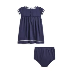 Polo Ralph Lauren Striped Stretch Ponte Dress And Bloomer Infants in Blue