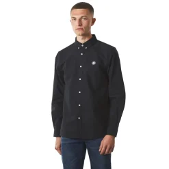 Pretty Green Oxford Long Sleeve Regular Fit Shirt in Black