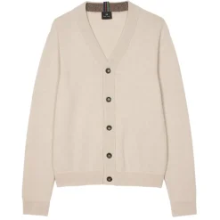 PS Paul Smith V-Neck Long Sleeve Sweater in Beige