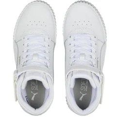 Puma Carina Mid Junior Girls High Top Trainers in White