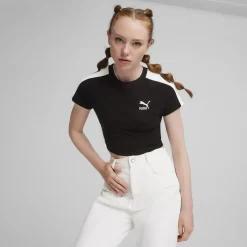 Puma Cropped Crew Neck Regular Fit T-Shirt in Black