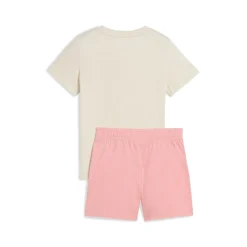 Puma Infant Essential Logo T-Shirt & Shorts Set in White pink