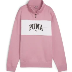 Puma Zip Neck Relaxed Fit Long Sleeve Sweatshirt in Pink