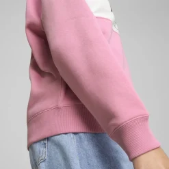 Puma Zip Neck Relaxed Fit Long Sleeve Sweatshirt in Pink
