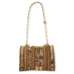 Rabanne 1969 Leather Chainmail Shoulder Bag in Beige