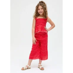 Raffya Sia Shirred Floral Print Co Ord Set In Red in Red