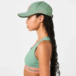 Red Run Logo Print Dad Cap in Green