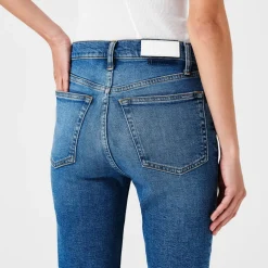 Redone 90s High Rise Ankle Crop Jeans in Blue