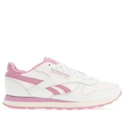 Reebok Juniors Classic Leather Shoes in White pink
