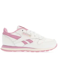 Reebok Juniors Classic Leather Shoes in White pink