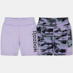 Reebok 2pk Camo Shorts in Purple