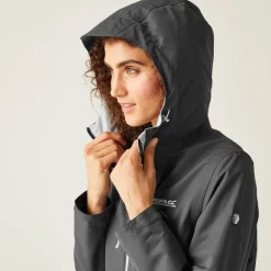 Regatta Hooded Windbreaker Long Jacket in Grey