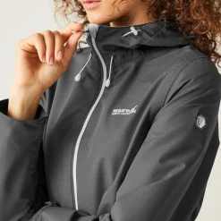 Regatta Hooded Windbreaker Long Jacket in Grey
