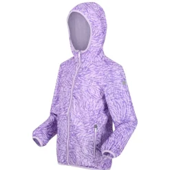 Regatta Juniors Printed Lever Waterproof Jacket in Purple
