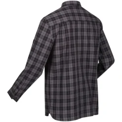 Regatta Lance Organic Cotton Long Sleeve Shirt in Black Grey