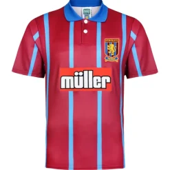 Score Draw Aston Villa Retro Home Shirt 94 Adults in Red