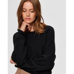 Selected Femme Knit Top in Black