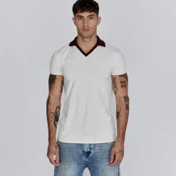 SikSilk Contrast Collared Slim Fit Polo Shirt in White